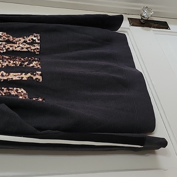 Victorias Secret Pink LEOPARD SEQUINS BLING Half Quarter Zip Sweatshirt M RARE - Picture 8 of 8